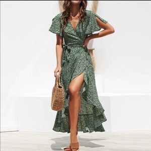 Stephany floral wrap midi dress